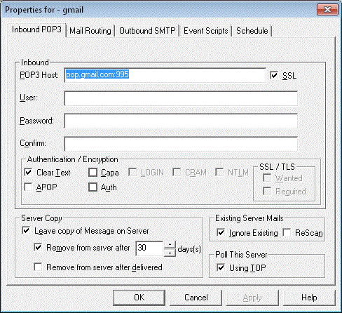 POP3 Connection Settings