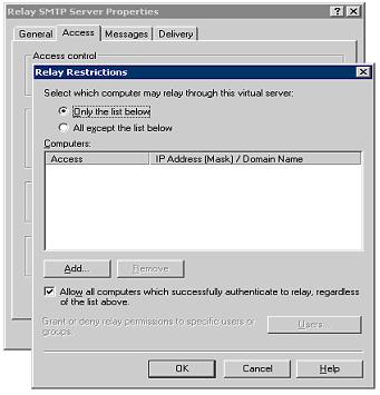 Exchange 2003 SMTP Virtual Server Relay Restrictions