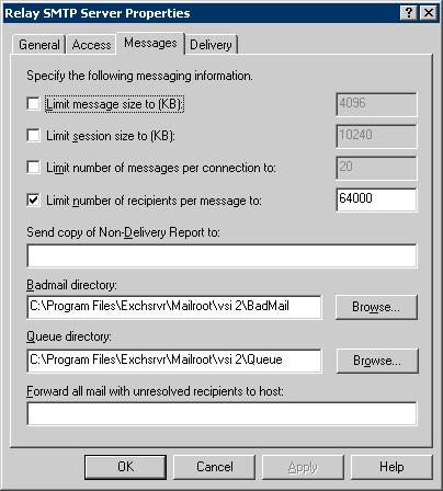 Exchange 2003 SMTP Virtual Server Message Limits