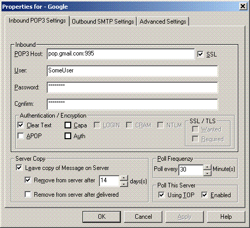 POP3 Connection Settings