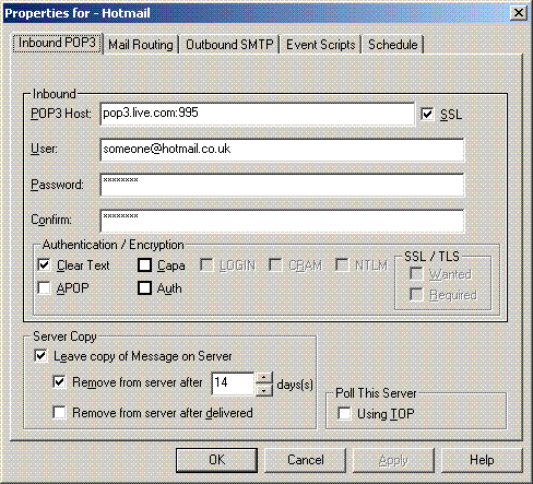 POP3 Connection Settings